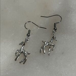 Silver Deer Dangle Earrings